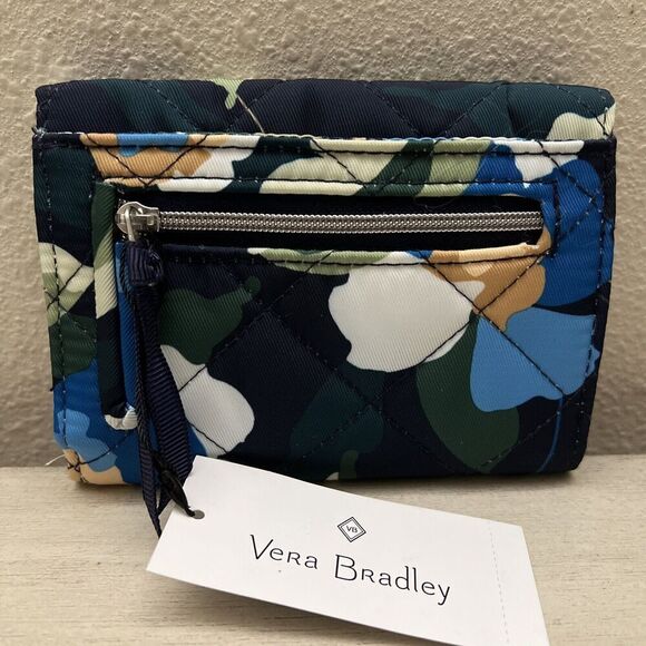 Vera Bradley Performance Twill Riley Compact Wallet RFID Immersed Blooms - Picture 3 of 11
